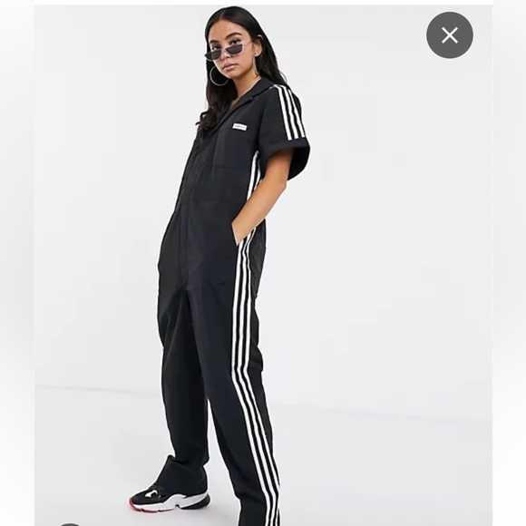 Adidas Pants - ADIDAS FIORUCCI Gorgeous Utility Sporty Jumpsuit Adidas Stripes Black/White-XS